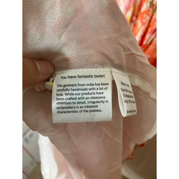 Rococo Sand Nesh Maxi dress orange yellow floral metallic sz XS - Picture 16 of 16